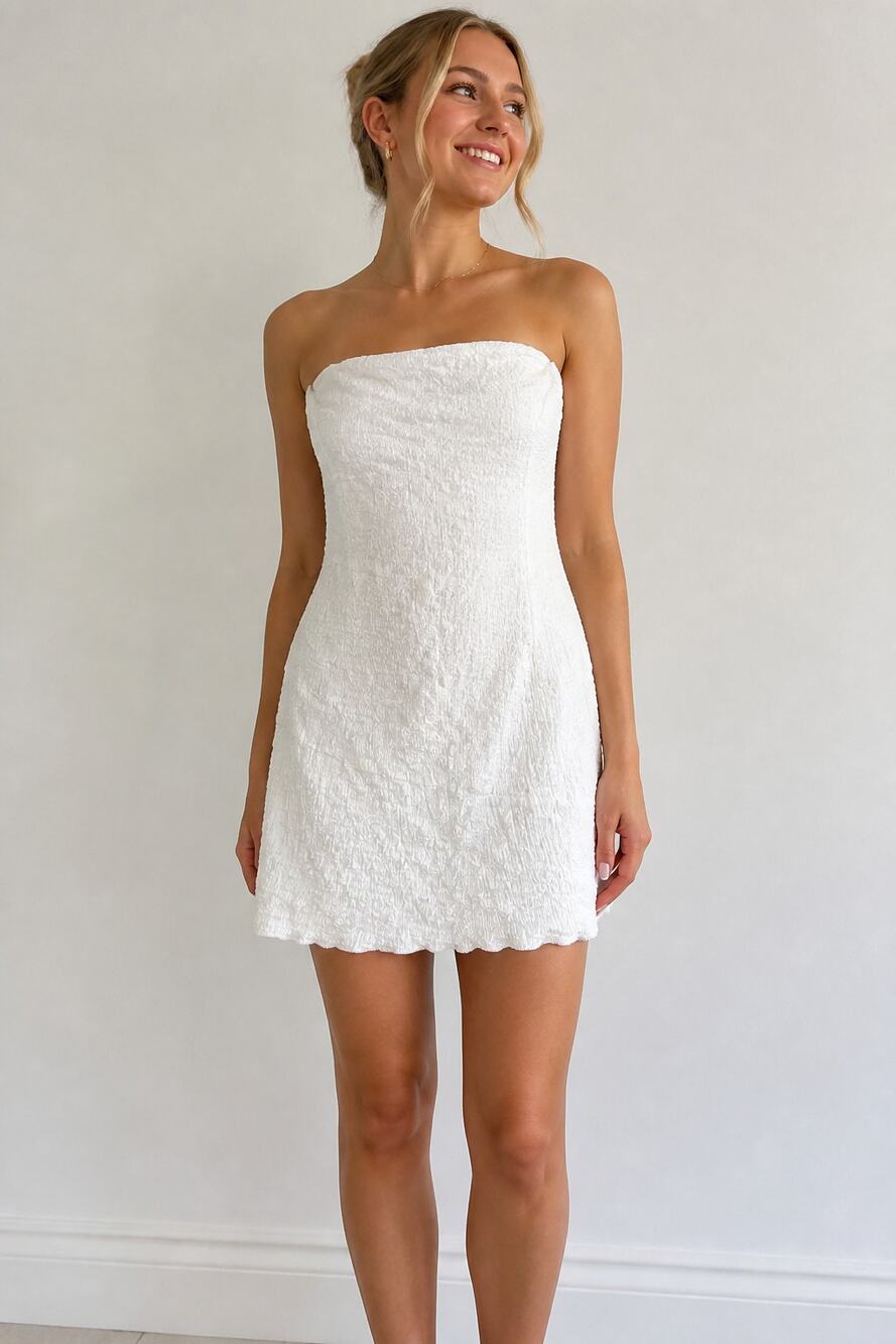 L.A. Hearts Ivory Strapless Textured Mini Dress L